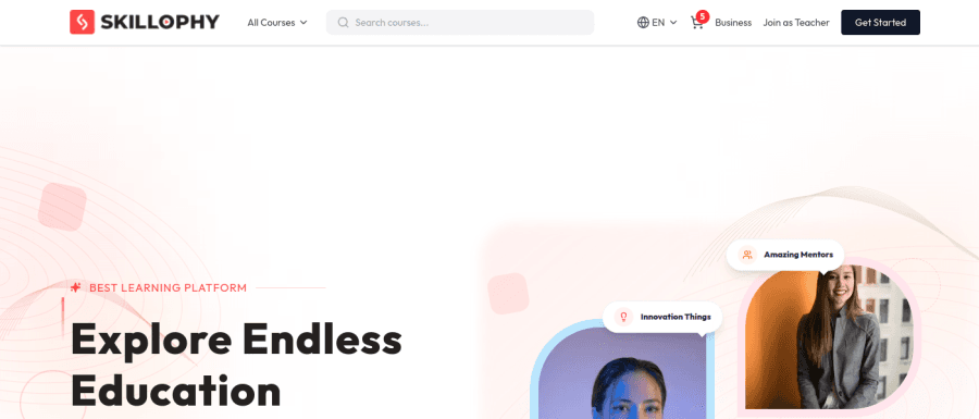 Skillophy LMS homepage